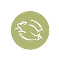 Logo with a stylized frog design on a green circle