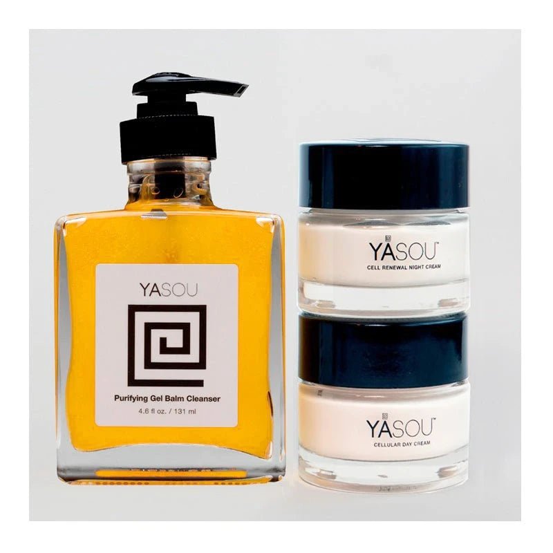 Daily Ritual: YASOU vegan day & night cream with a vegan gel facial cleanser.