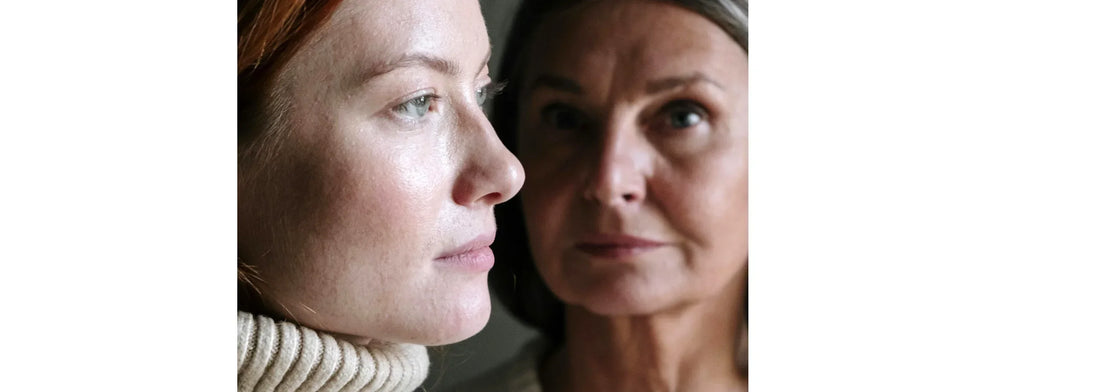 Close up of mother and daughter for YASOU's blog post called "Take Control of How You Age: Intrinsic vs Extrinsic Aging".
