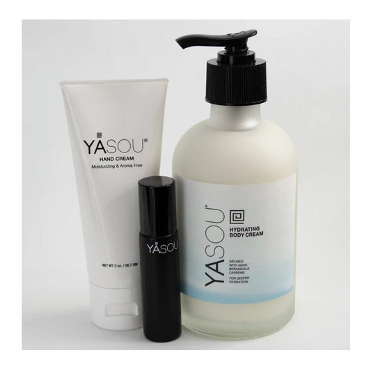 Time 2 Pamper photo of collection showcasing the 8oz hydrating body cream, vegan hand cream and the vegan lip elixir