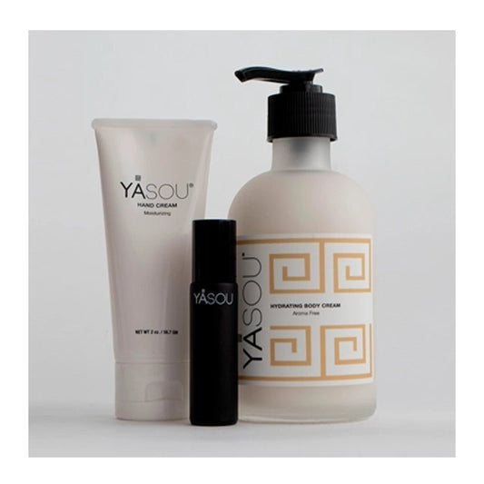 Time 2 Pamper photo of collection showcasing the 8oz hydrating body cream, vegan hand cream and the vegan lip elixir