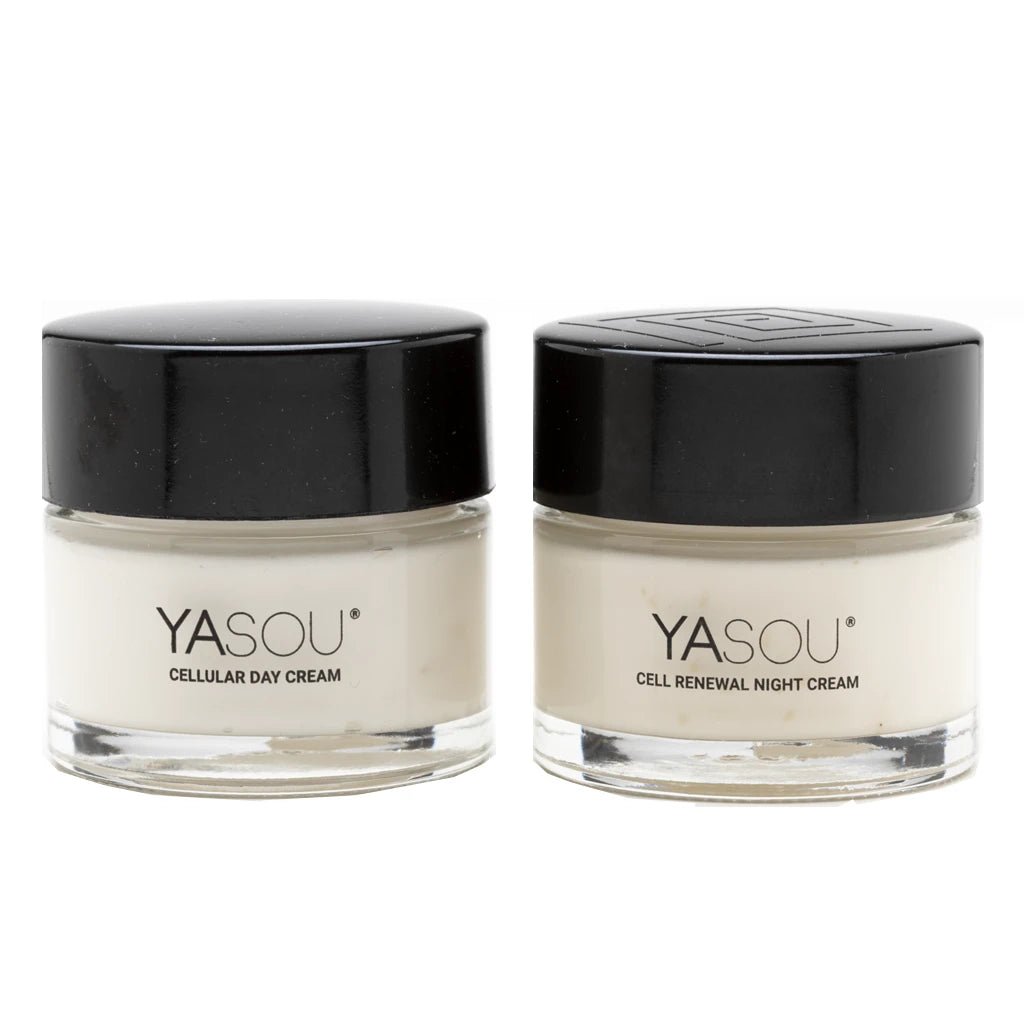 YASOU vegan face cream consists of a jjar of vegan cellular day cream and a jar of vegan cell renewal night cream.